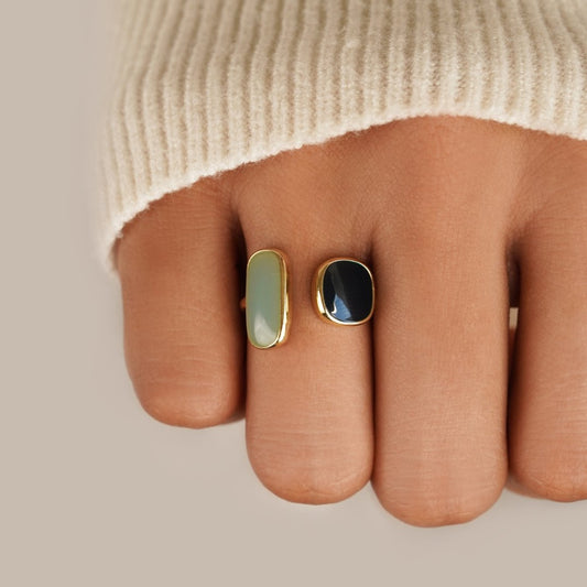 Anillo Envuelto de Doble Piedra