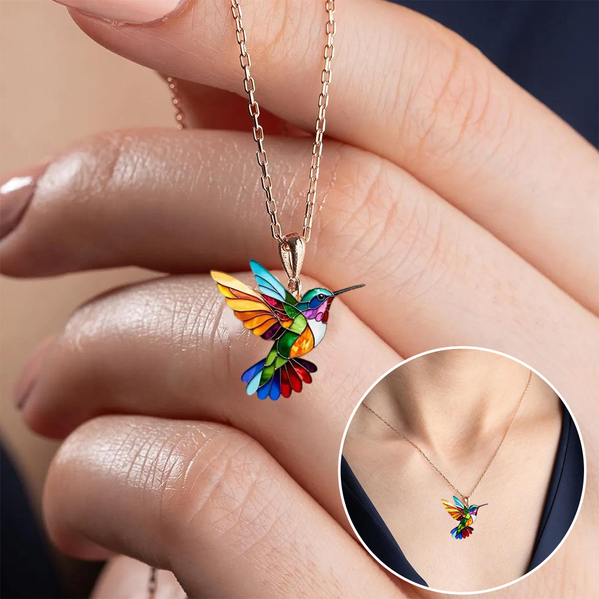 Hermoso Collar de Colibrí con Aretes de Regalo