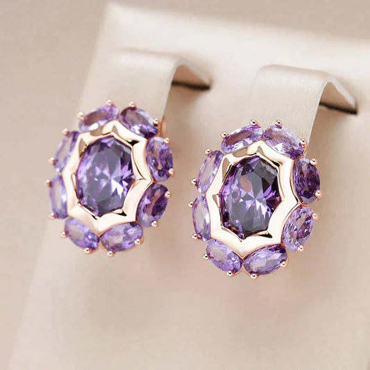 Pendientes Elegantes con Cristal Morado