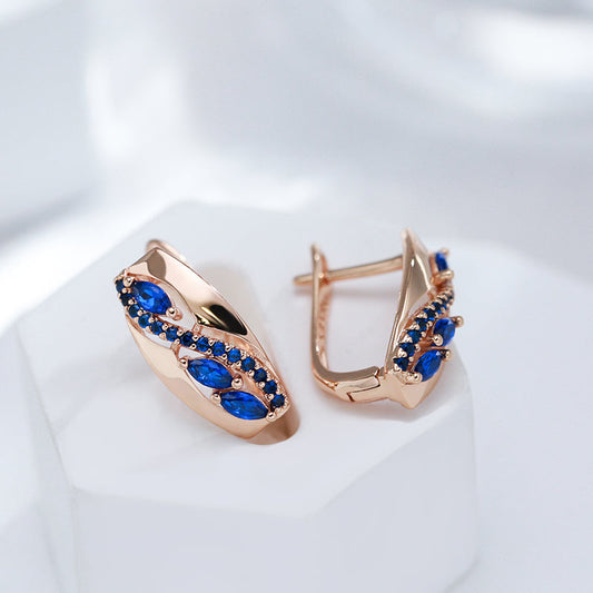 Pendientes Elegantes con Cristales Azules en Oro
