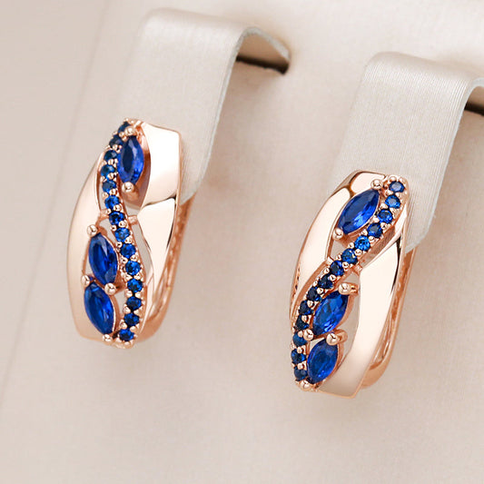 Pendientes Elegantes con Cristales Azules en Oro