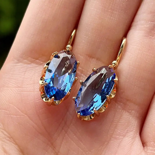 Pendientes de Zafiro Flor Azul | Oro