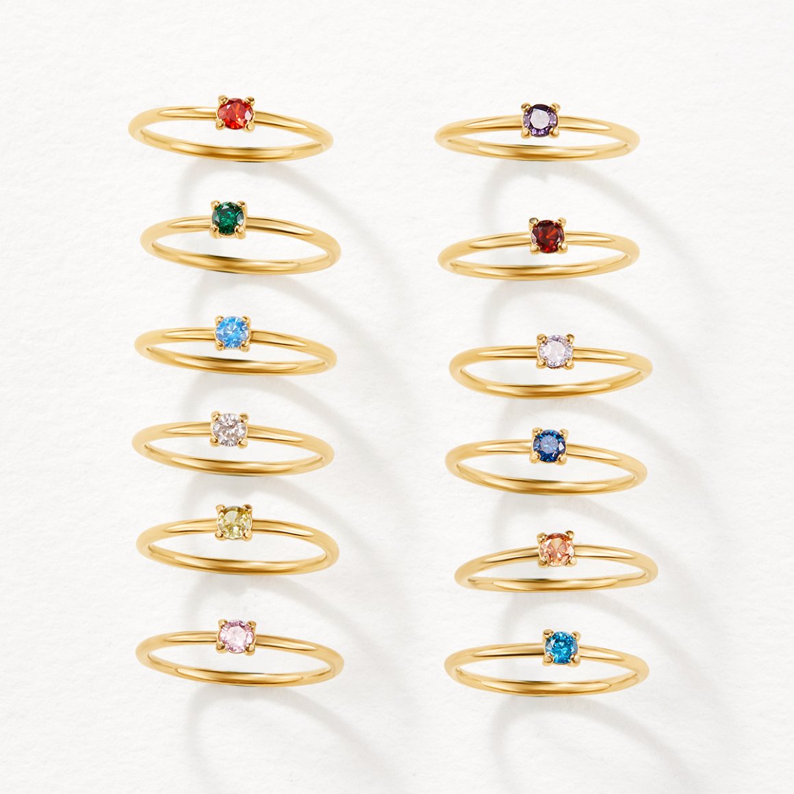 Anillos de Oro 18K con Piedra de Nacimiento