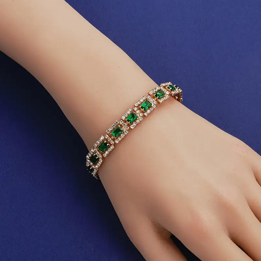 Pulsera Dorada de Esmeralda Llamativa