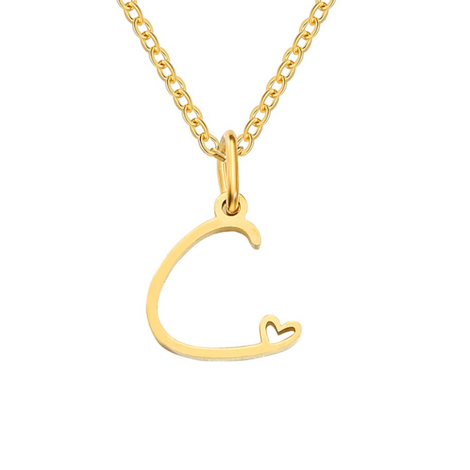 Collar de Corazón con Letra en Oro