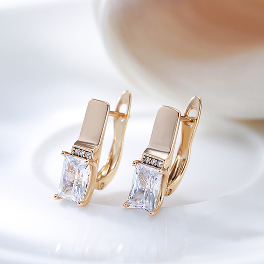 Pendientes Elegantes de Cristal en Oro Blanco