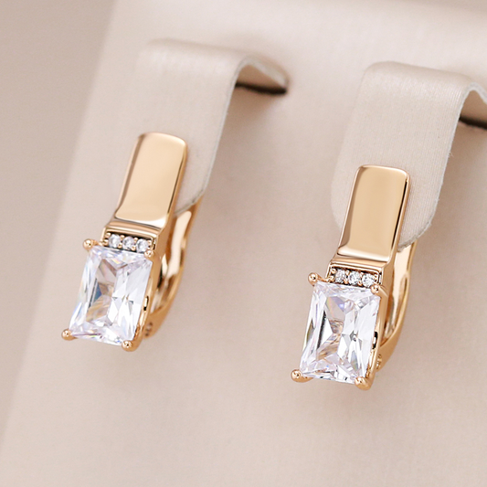 Pendientes Elegantes de Cristal en Oro Blanco