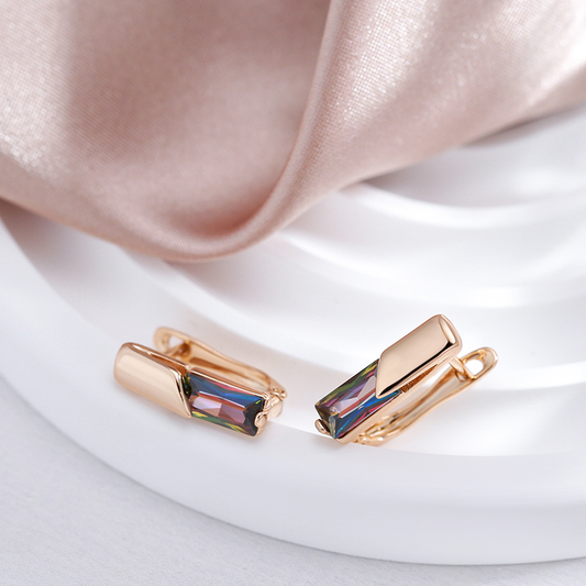 Pendientes Elegantes con Cristales Multicolor Bañados en Oro