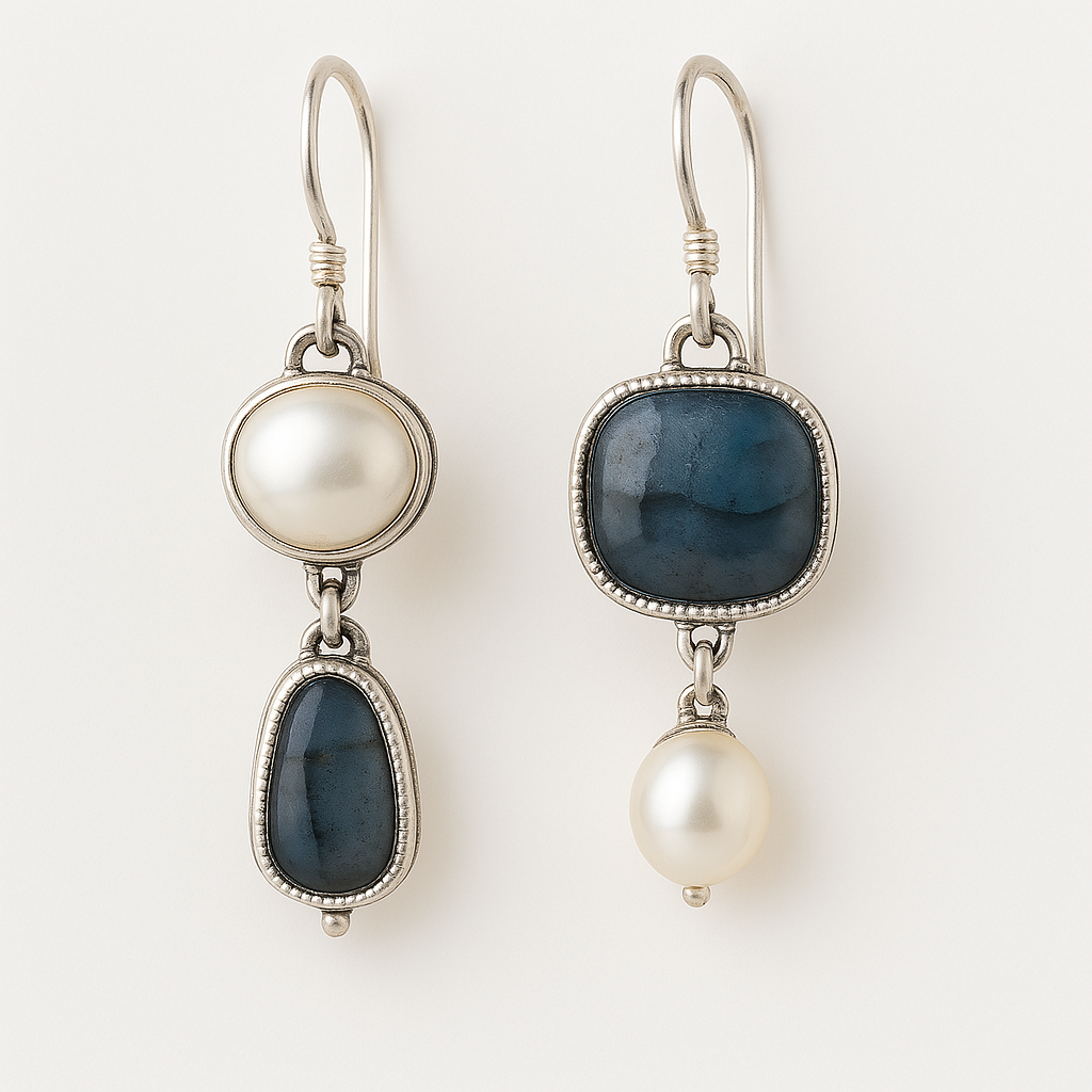 Aretes Vintage con Piedra Natural Azul