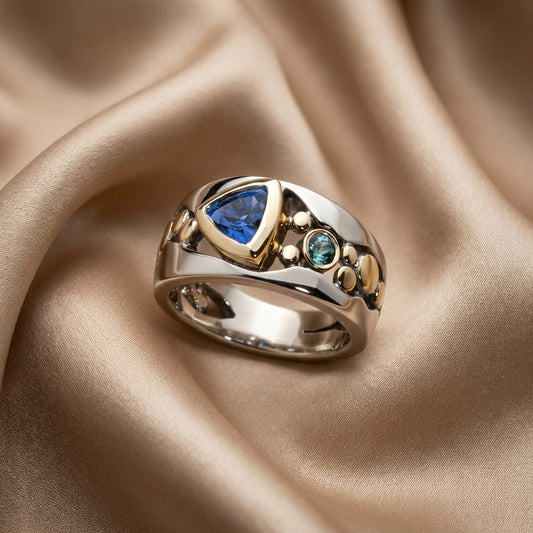 Anillo Vintage de Cristal Azul