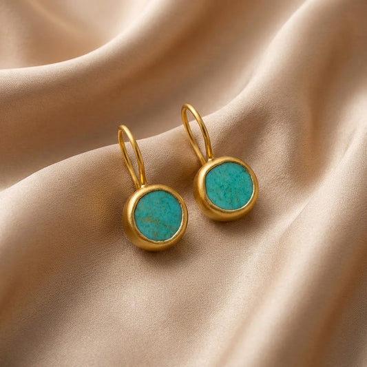 Aretes de Oro con Piedra Turquesa
