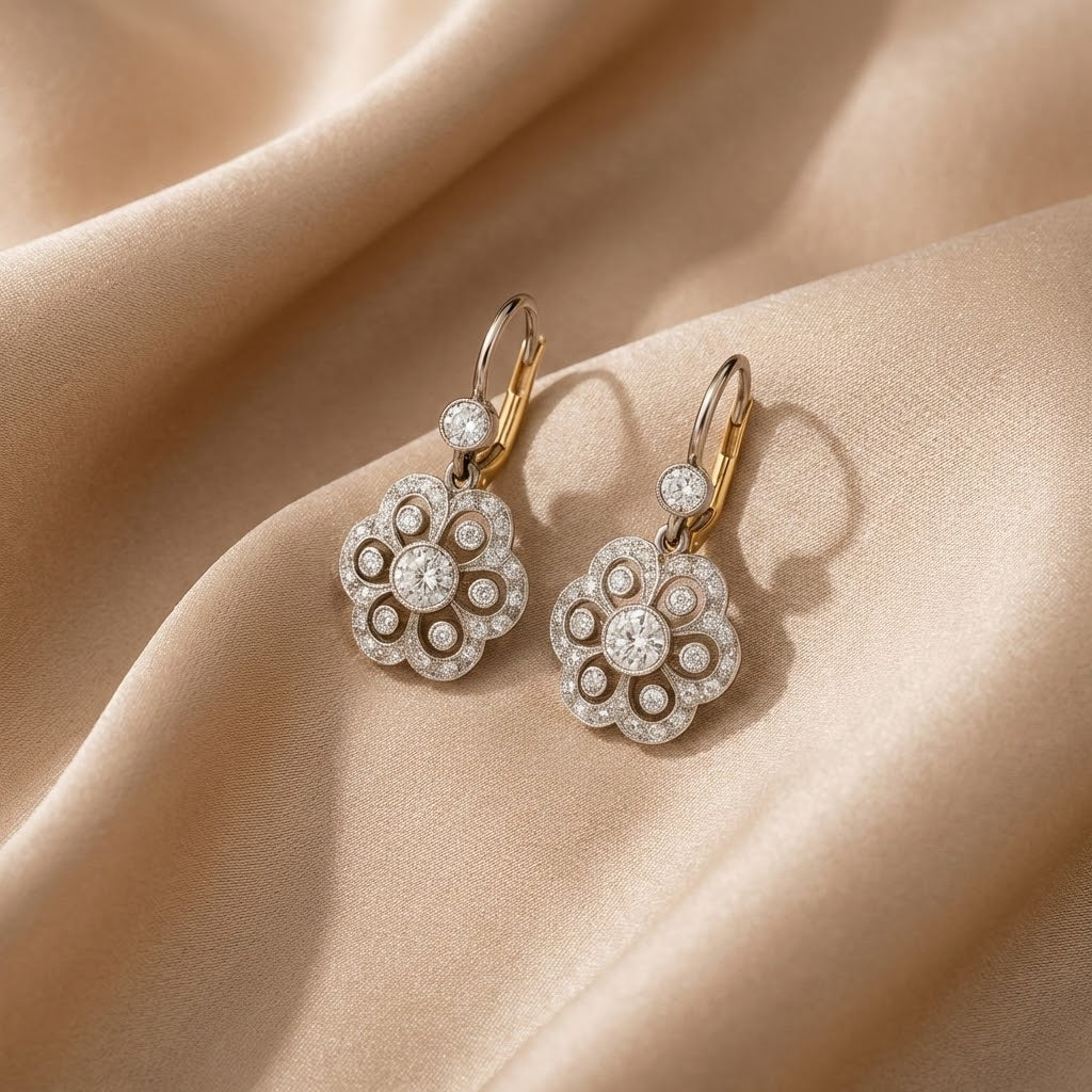 Aretes Vintage de Mandala con Cristal