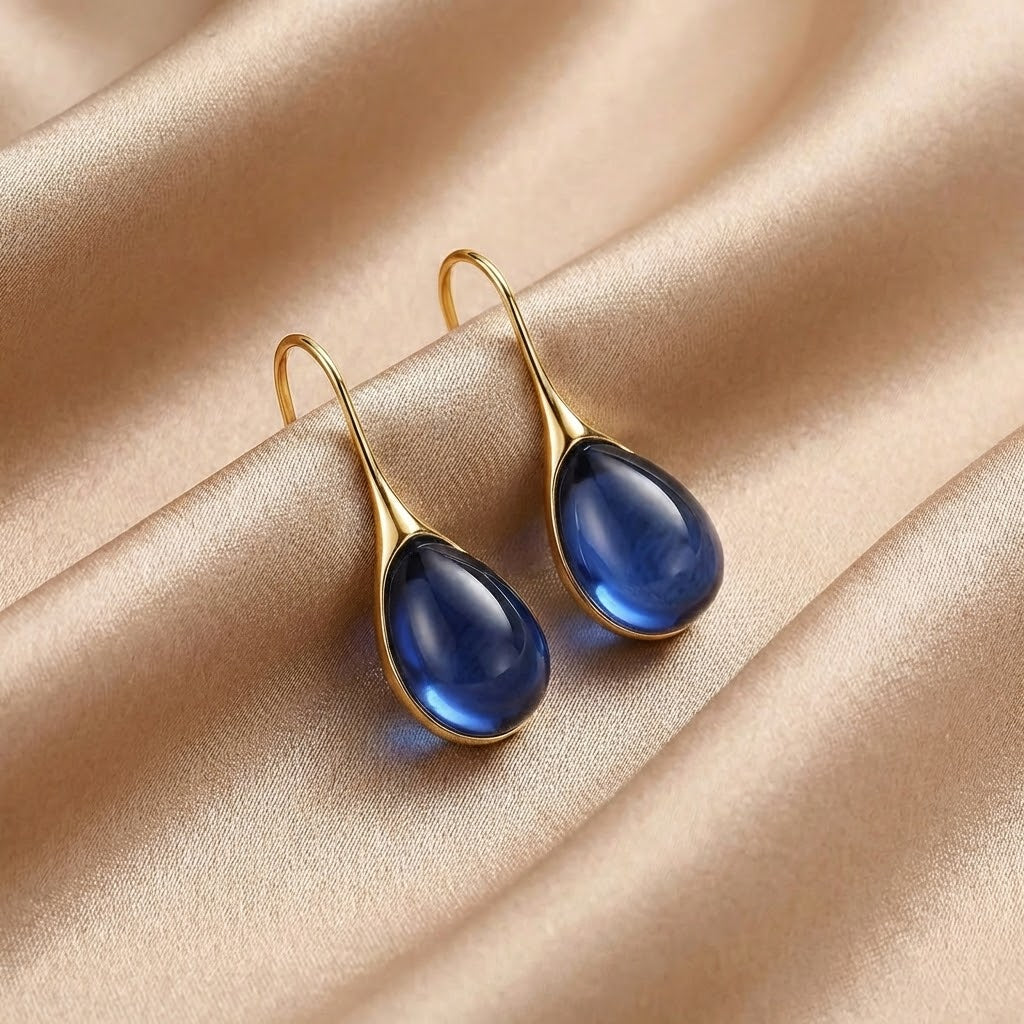 Aretes Colgantes de Cristal en Oro y Plata