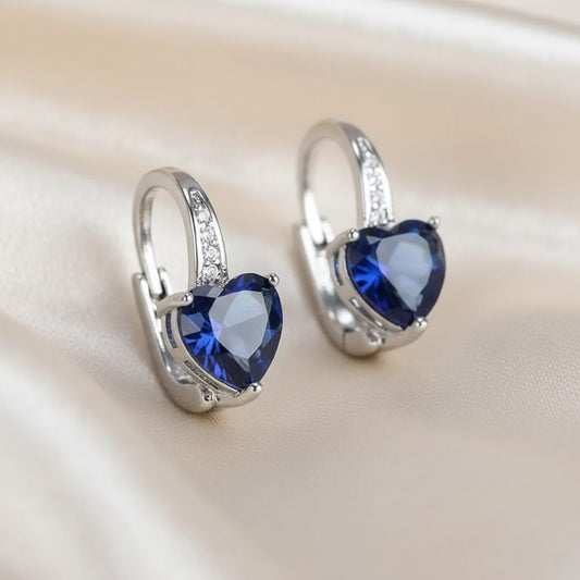 Pendientes de Zafiro Lunara | Oro Blanco