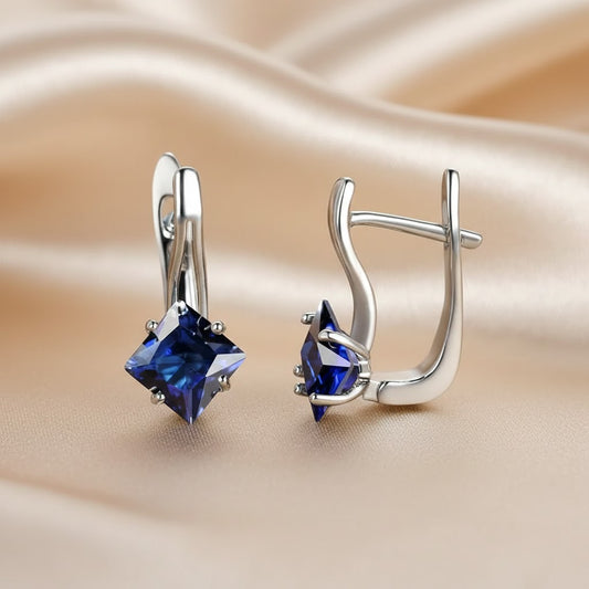 Pendientes de Zafiro Azul Celeste | Oro Blanco