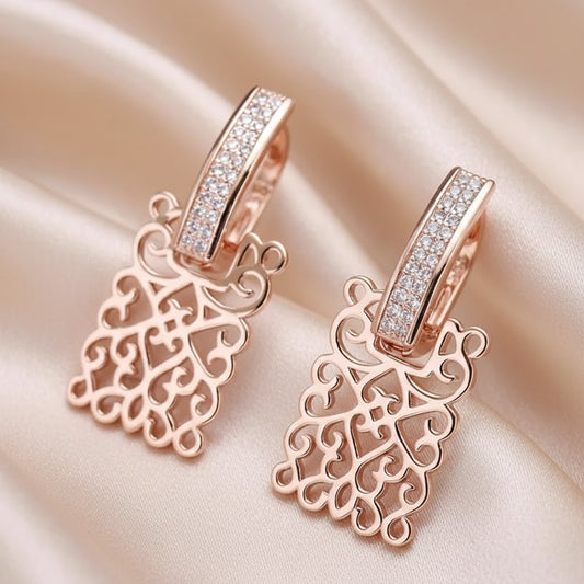 Pendientes de Circonia en Oro Rosa