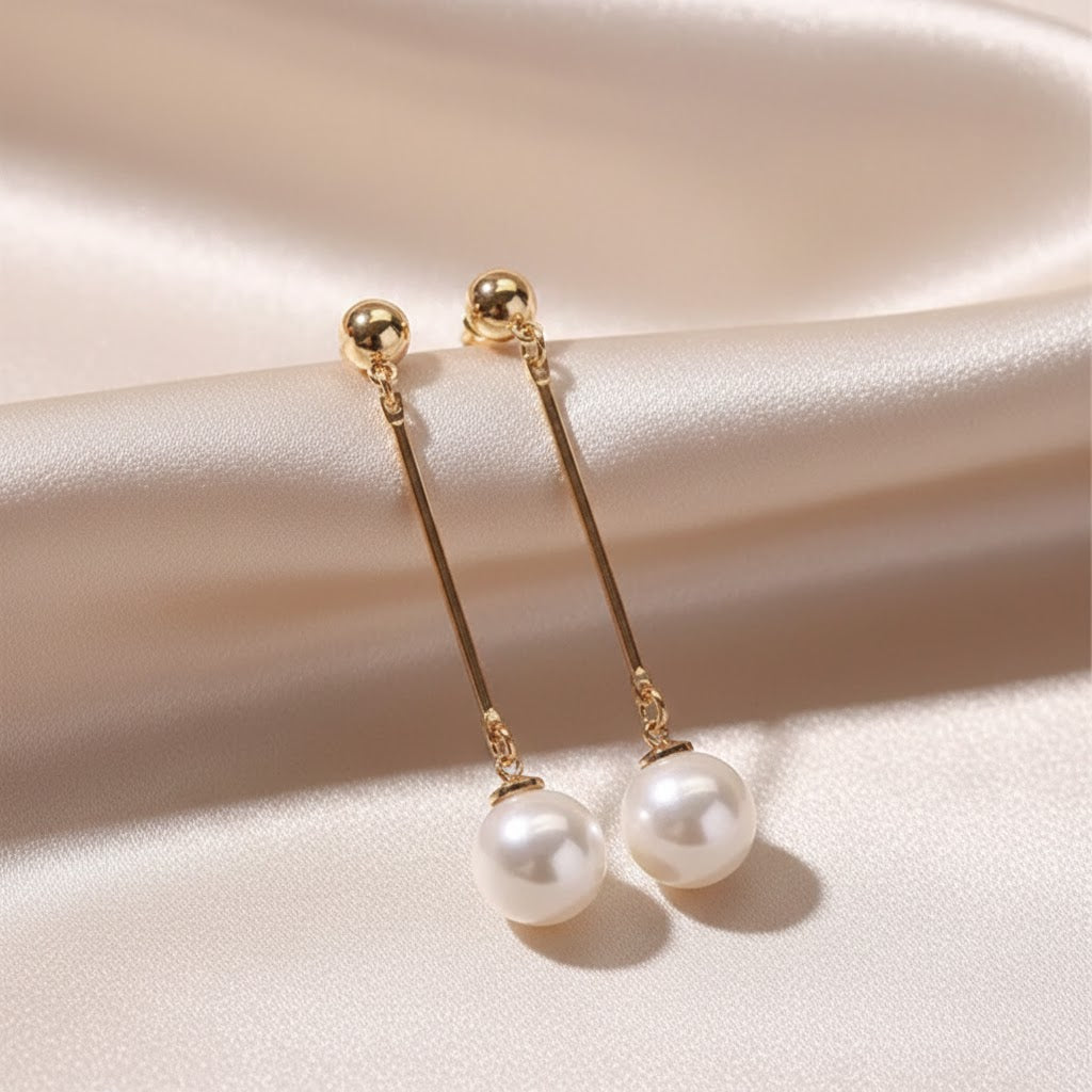 Pendientes Colgantes de Lujo con Perlas Especiales Tejidas a Mano