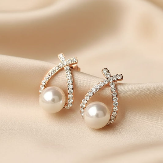 Pendientes de Perla con Brillo