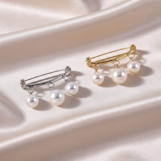Broche Vintage de Perla en Oro y Plata