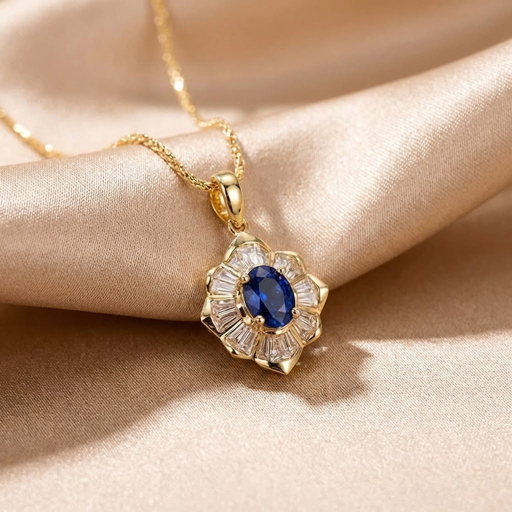 Collar de Zafiro Nocturno | Oro